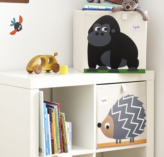 3 Sprouts Kinder Aufbewahrungskorb Faltbar aus Stoff Mouse Gray 33x33x33cm 1Stück