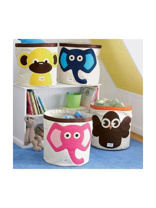 3 Sprouts Children's Storage Basket made of Fabric Elephant Fuchsia 43x43x45cm 1pcs
