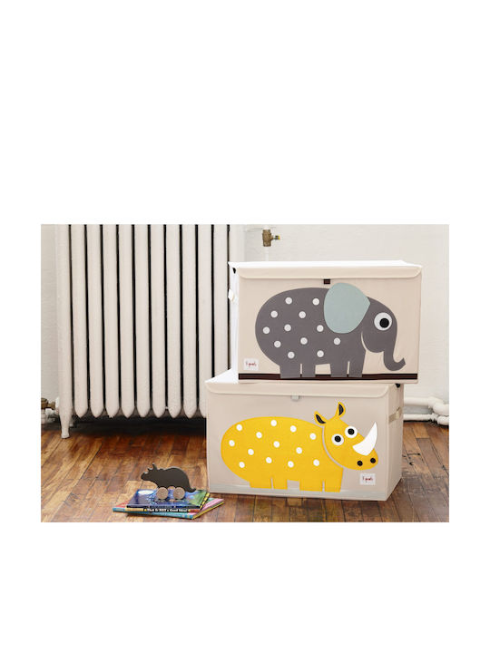 3 Sprouts Children's Folding Storage Box made of Fabric Rhino Yellow 61x37x38cm 1pcs