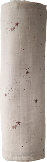 Mushie Falling Stars Muslin Swaddle Wrap Beige 120x120cm.