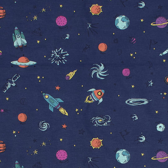 Dimcol Space Cotton Swaddle Wrap Blue 80x80cm.