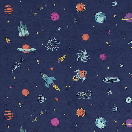 Dimcol Space Cotton Swaddle Wrap Blue 80x80cm.