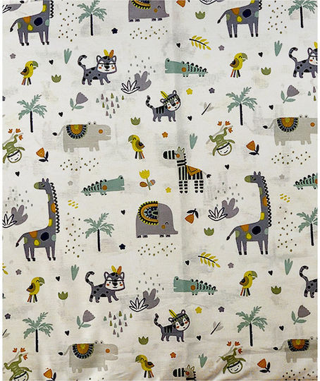 Dimcol Zoo Pânză de Înfășat din Bumbac White-Grey Alb 80x80εκ.