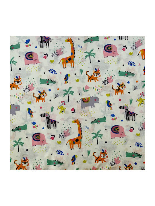 Dimcol Zoo Cotton Swaddle Wrap White Green 80x80cm.