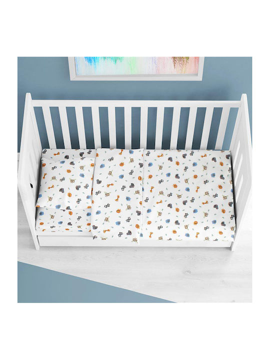 Dimcol Zoo Flanell-Wickeltuch White Mehrfarbig 80x80cm.