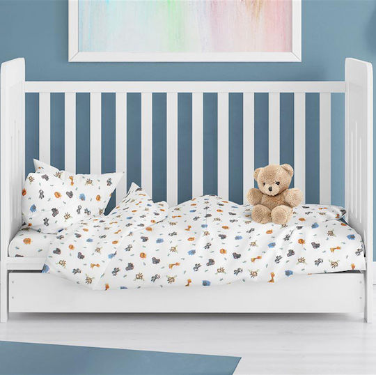 Dimcol Zoo Flanell-Wickeltuch White Mehrfarbig 80x80cm.