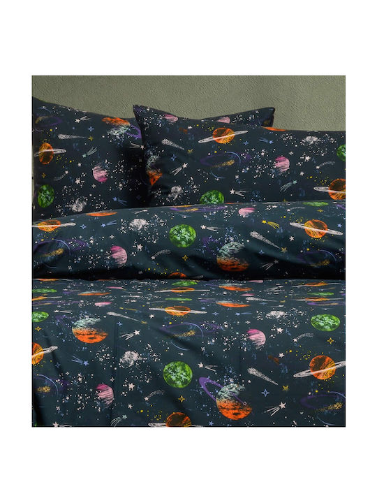 Melinen Σετ Σεντόνια Μονά Βαμβακερά Interstellar Blue 170x270cm 3τμχ