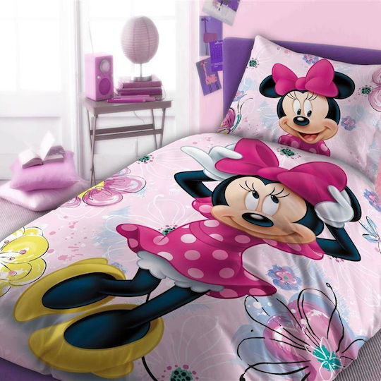 Dimcol Sheet Set Single Cotton Minnie 852 Pink 160x240cm 2pcs