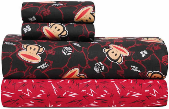 Kentia Sheet Set Semi-double Cotton Red-black 190x270cm 3pcs