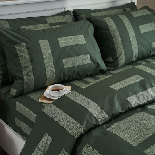 Charalambidis Textiles Sheet Single from Cotton & Polyester Green 160x260cm
