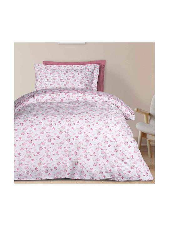 Das Home Sheet Set Single Cotton Pink, White 170x240cm 3pcs