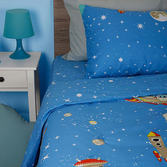 Sunshine Bettwäsche-Set Einzel Mit Gummizug Baumwolle Feelings 26 Hellblau 105x205cm 3Stück
