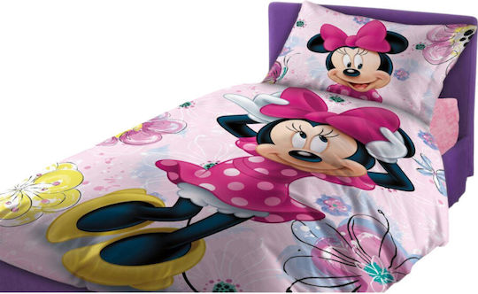 Dimcol Комплект чаршафи Единично Памучни Home Minnie 853 Розов 160x240см 3бр