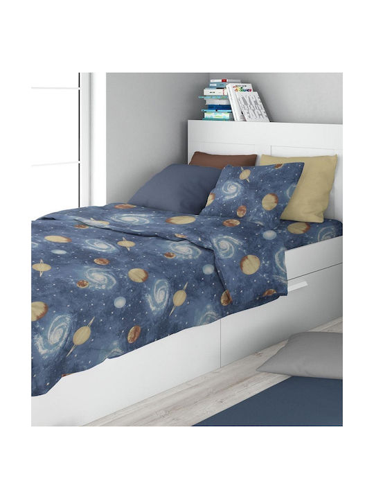 Dimcol Sheet Set Single Cotton Blue 160x240cm 2pcs