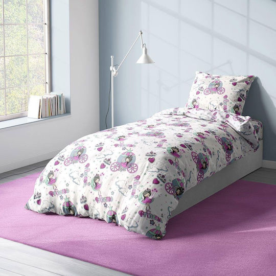 Dimcol Set Für Kinder Princess Weiß-Lila 160x240cm