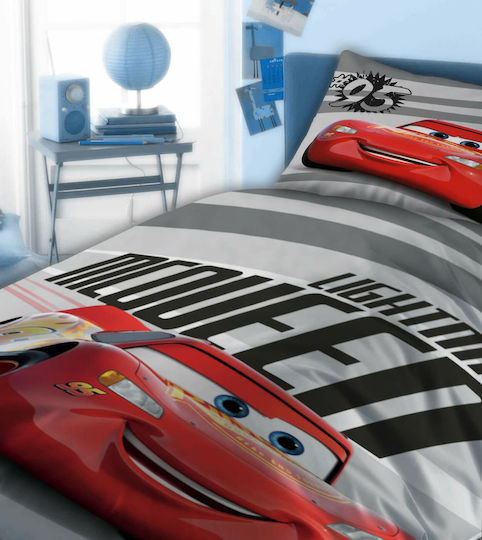 Dimcol Σετ Σεντόνια Μονά Βαμβακερά Cars 874 Κόκκινο 160x240cm 3τμχ