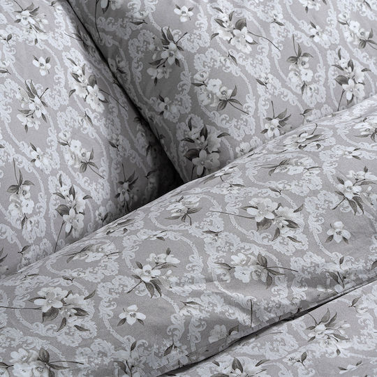 Lino Home Sheet Set Single Cotton Treasure Grey 170x260cm 3pcs