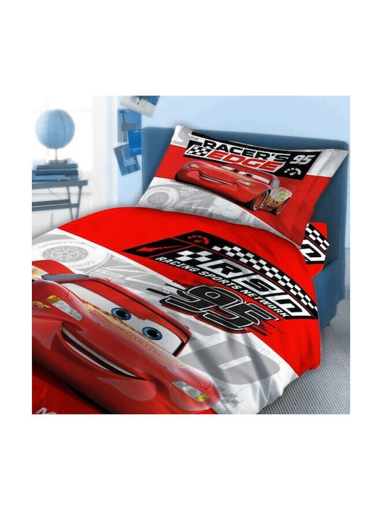Dimcol Seturi de cearșafuri Single Bumbac Cars 773 Roșu 160x240cm 2buc