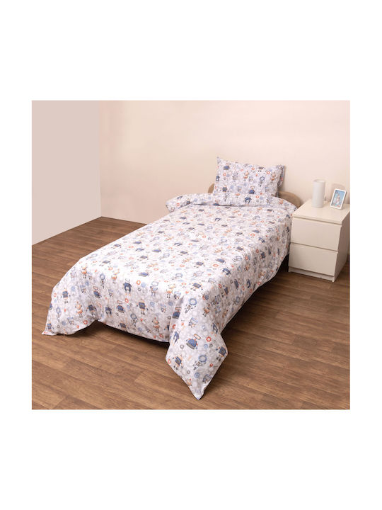 Viopros Σετ Μονά με Λάστιχο Ρομπότ Λευκό 100x200cm Viopros Σετ Μονά με Λάστιχο Ρομπότ Λευκό 100x200cm