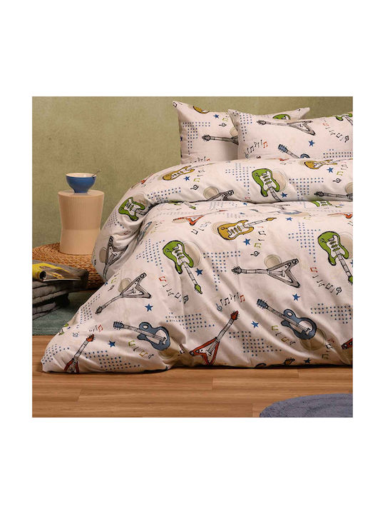 Melinen Sheet Set Single with Elastic Band Cotton Ecru 170x260cm 3pcs