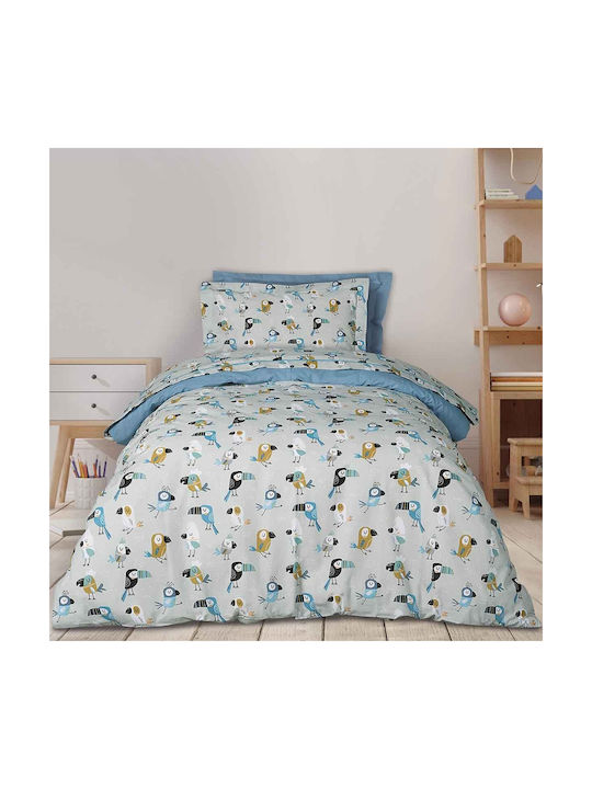 Das Home Sheet Set Single Cotton 4914 Blue, Grey, Mint 170x240cm 3pcs