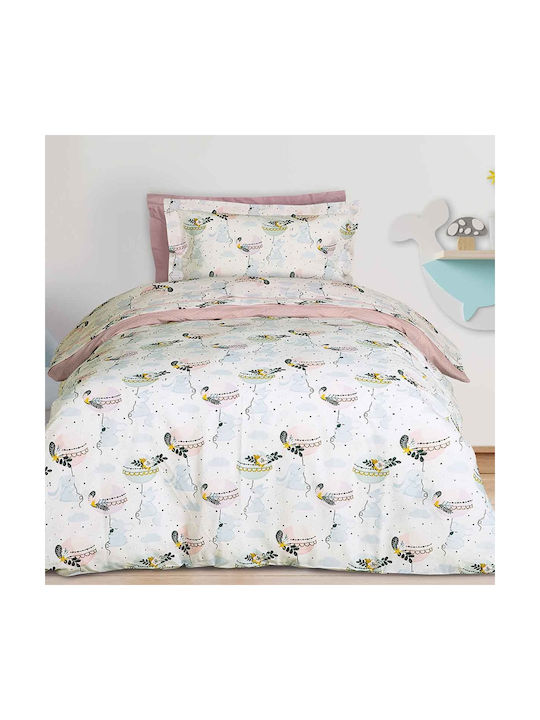 Das Home Bettwäsche-Set Einzel Baumwolle 4915 Light Blue, Mint, Pink 170x240cm 3Stück