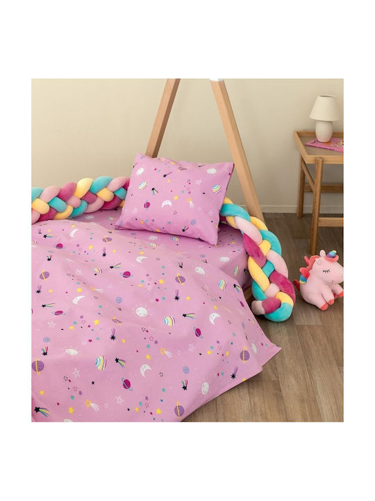 Palamaiki Σετ Σεντόνια Μονά Βαμβακερά PP101 Ροζ 170x265cm 3τμχ