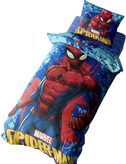 Marvel Bettwäsche-Set Einzel Baumwolle Spider-Man 713 Electric Blue 160x240cm 3Stück