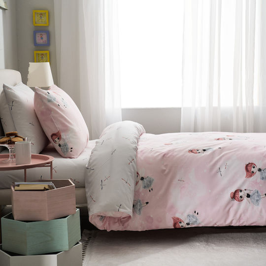 Vesta Home Kinderbettlaken Set Baumwoll Rosa Pink 170x260cm 3 Stück