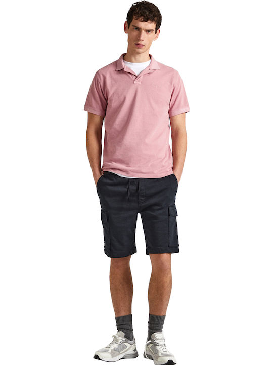 Polo Herrenbluse Kurzarm Rosa