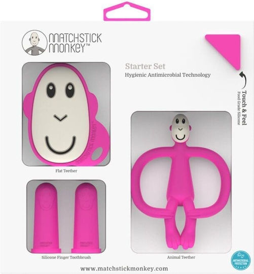 Matchstick Monkey Monkey Teething Ring from Silicone for 3 Months Plus 4 Pieces