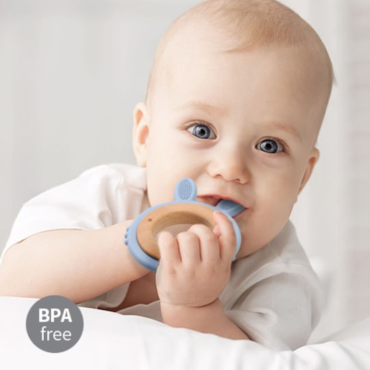Babyono Bunny Inel Dentar Din Lemn Pentru 0 Luni+