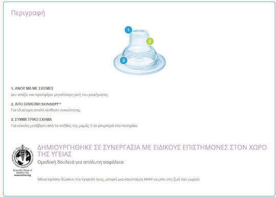 Mam Στόμιο για Παιδικό Ποτήρι Διάφανο από Σιλικόνη για 4+ μηνών 2τμχ