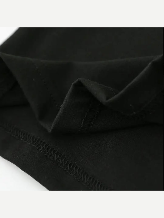 Kinder-Crop-Top Kurzarm Schwarz