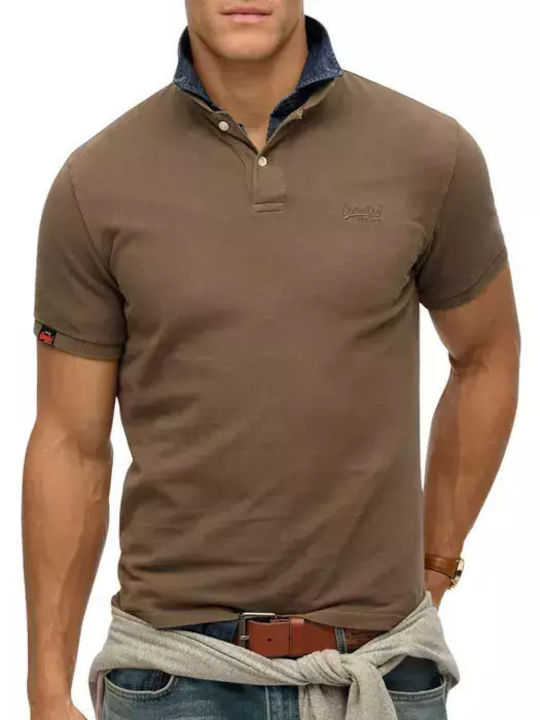 D2 Ovin Vint Polo Short Sleeve Blouse Brown
