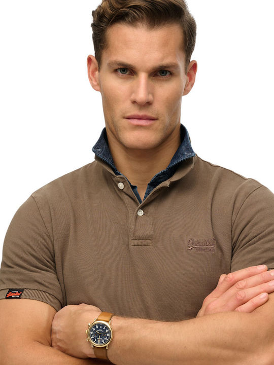 D2 Ovin Vint Polo Short Sleeve Blouse Brown
