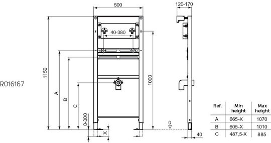 Πλαίσιο Στήριξης Νιπτήρα Ideal Standard Prosys R016167