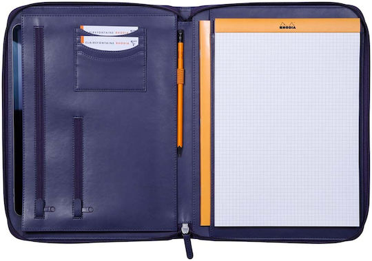 Rhodia Бележник А4 с поставка за химикалка Син