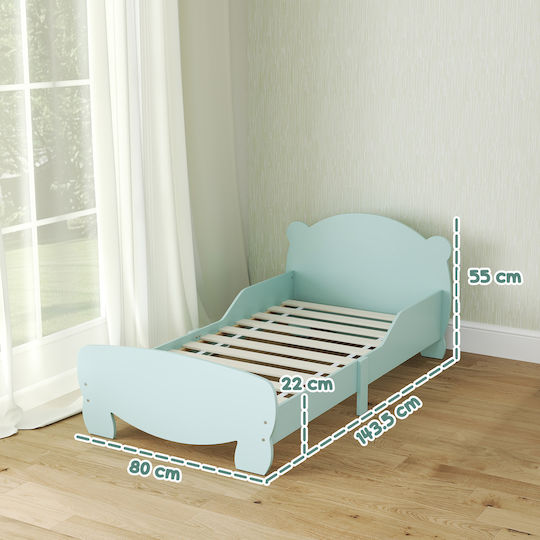 Pat pentru Copii Single Verde pentru Saltea 80x143.5cm