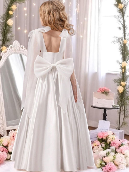 Kinderkleid Ärmellos Satin White