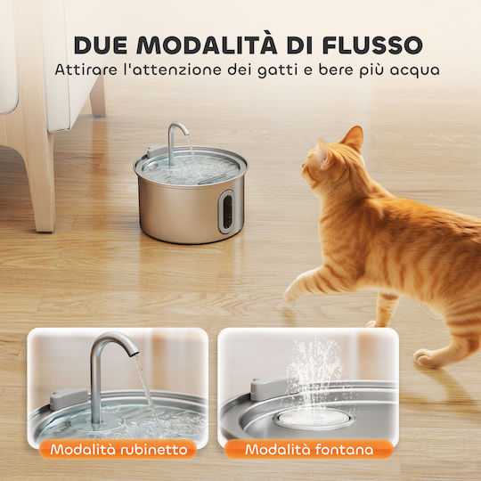 Pawhut Stainless Steel Water Fountain for Dog & Cat 2.5lt 19.4x19.4x18.7cm