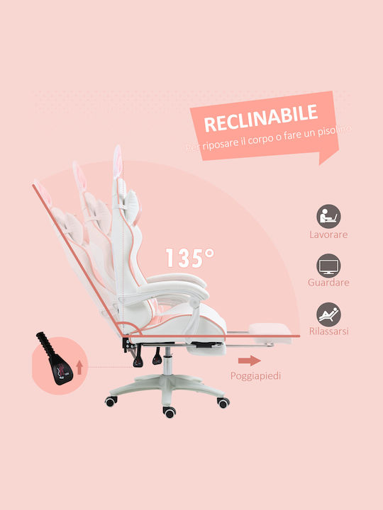Vinsetto 921-621V00PK Gaming Chair with Footrest Pink