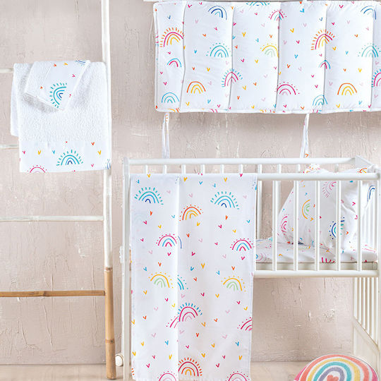 Rythmos Rainbow Multi Baby Sheet Cradle Cotton White 80x110cm