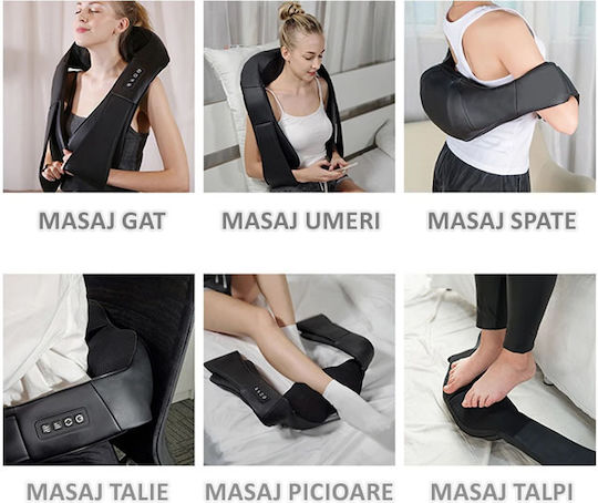 Massage Device Shiatsu for the Neck with Infrared Heat Black