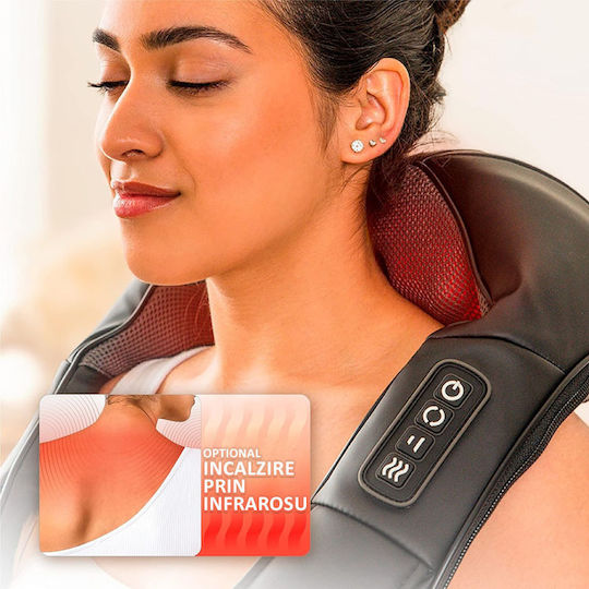 Massage Device Shiatsu for the Neck with Infrared Heat Black
