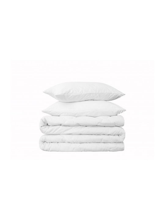 Kotonia Home Husă de pătură Set de fețe de pernă cu Umplutură Microfiber Semi-dublu 180x200cm Alb 3buc 150 g/mp²Gsm