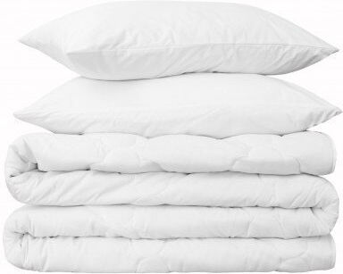 Kotonia Home Husă de pătură Set de fețe de pernă cu Umplutură Microfiber Semi-dublu 180x200cm Alb 3buc 150 g/mp²Gsm