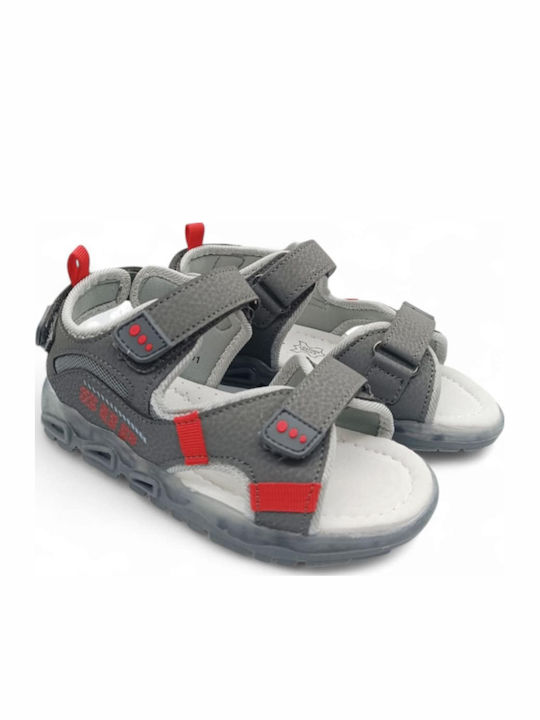 Kids' Sandals Anatomic with Hoop & Loop Closure and Lights Gray