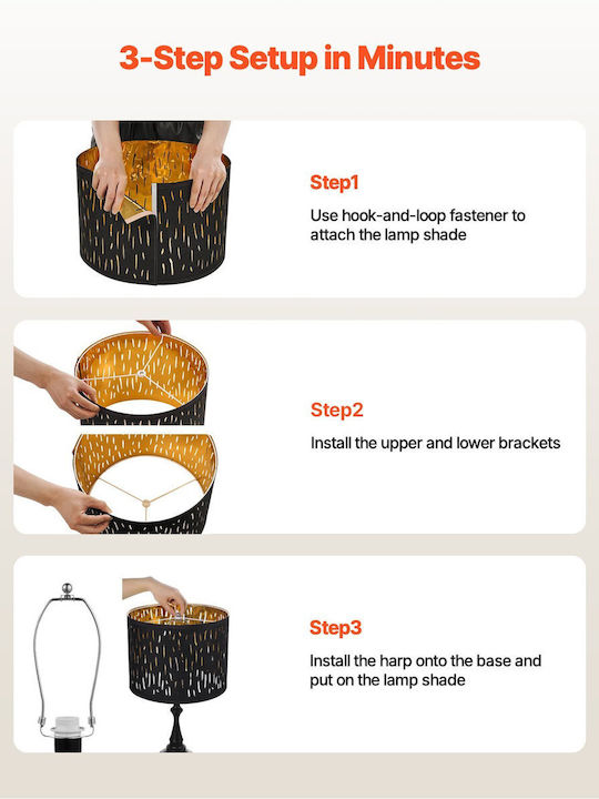 Vevor Set 2 Medium Round Drum Lamp Shades 13 X 13 X 10 Cm Harpa