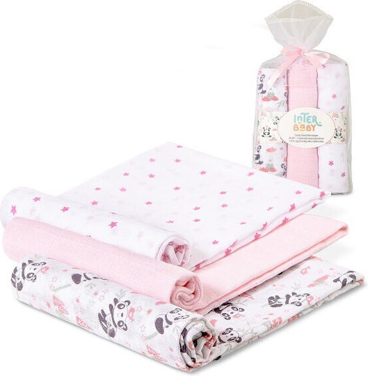 Interbaby Musselin-Kuscheldecken Rosa 80x80cm. 3Stück